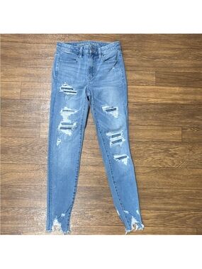 American Eagle Outfitters Distressed Light Blue Skinny Jeans